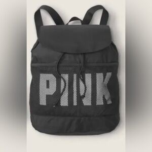 Pink Victoria’s Secret black backpack with mesh